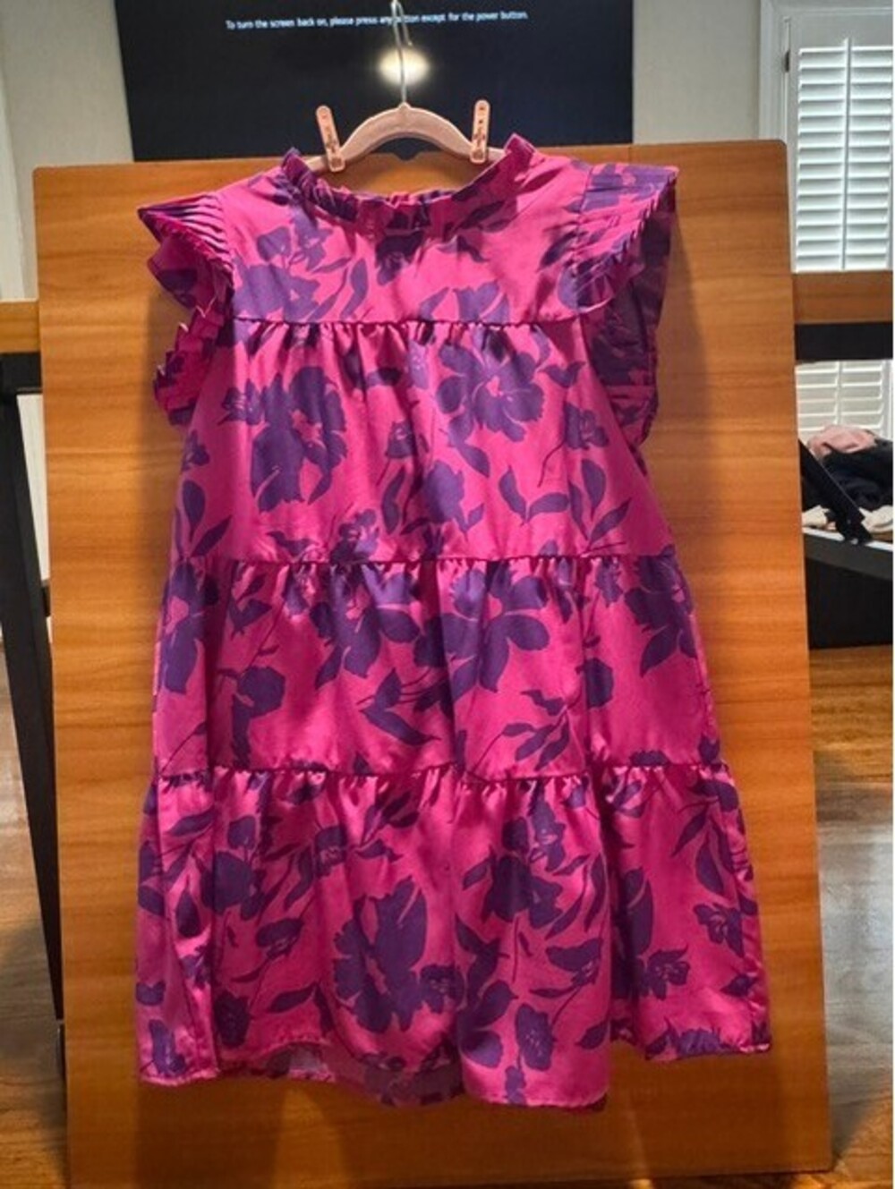 The Mint Girls Pink and Purple Floral Dress with Ruffle Sleeves